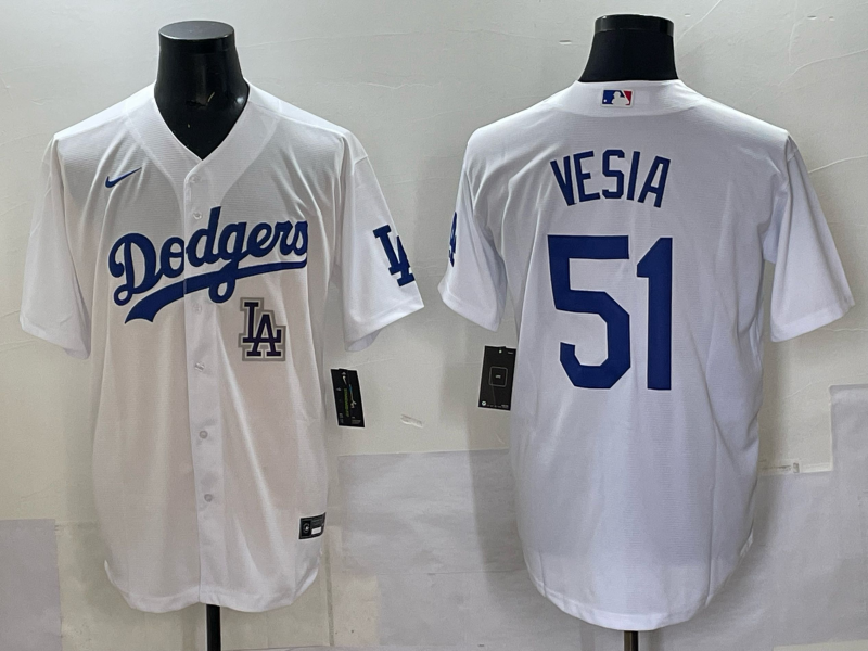 Men Los Angeles Dodgers #51 Vesia white Nike 2025 MLB jersey 002